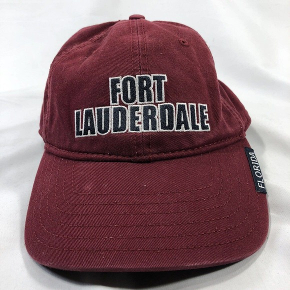 FORT LAUDERDALE FLORIDA USA RED HAT CAP ADJUSTABLE ONE SIZE FITS MOST STRAP OSFM - Picture 1 of 12